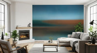 Soft teal and burnt orange horizontal gradient on abstract wall mural., GD10384