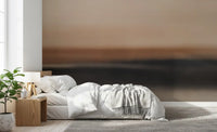 Peach and charcoal gradient wall mural in a bedroom setting., GD10387