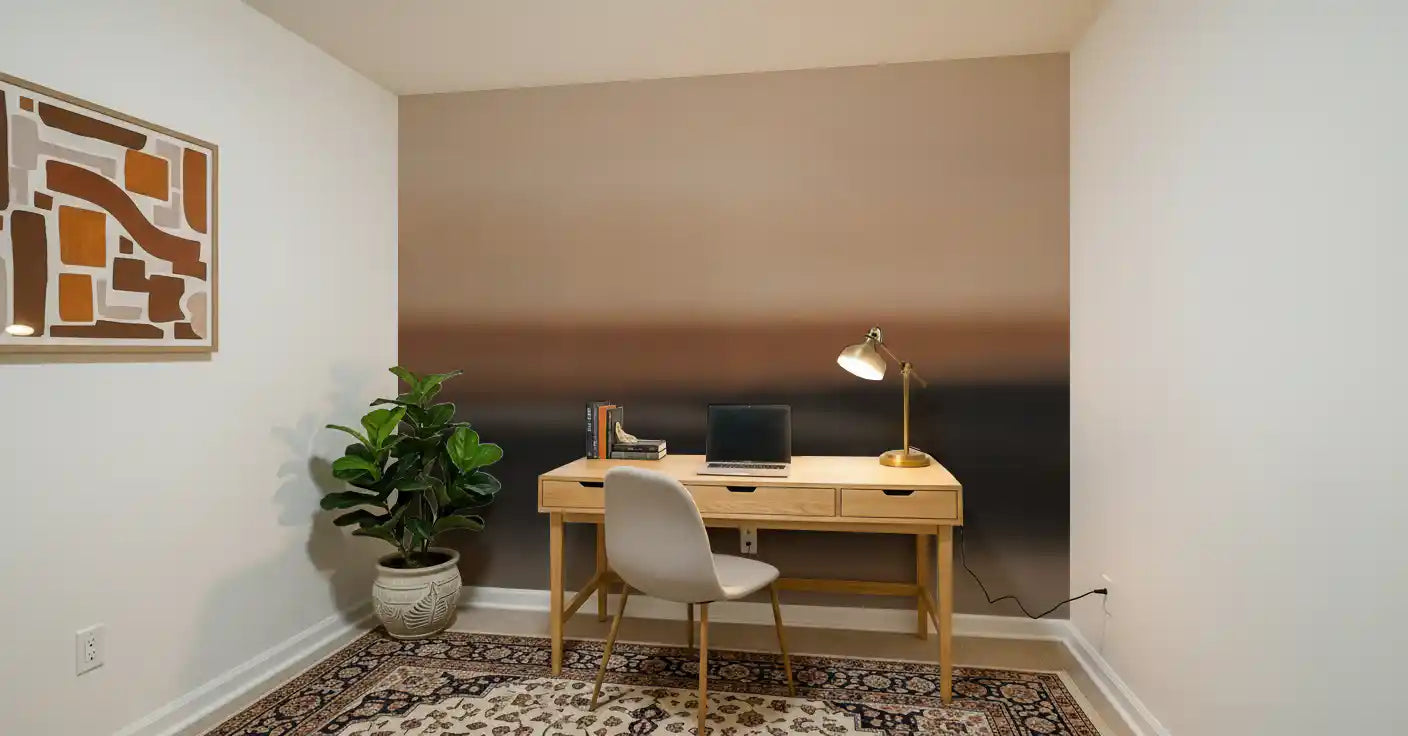 Painterly blurred mural in peach sienna and dark grey tones., GD10387
