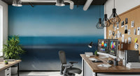Teal turquoise accent band on abstract blue gradient wall mural for study room., GD10389