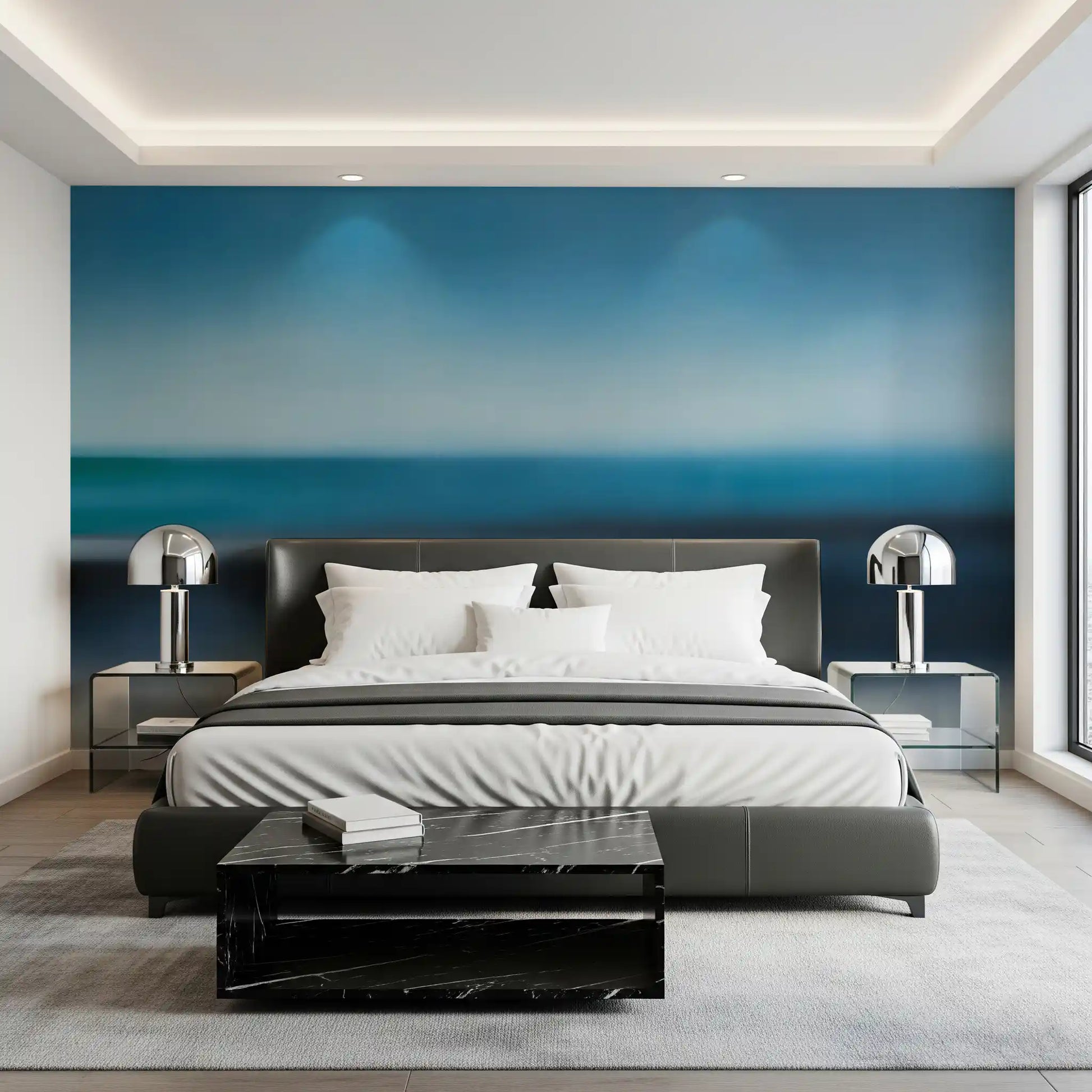 Deep navy and charcoal lower section on blurred abstract wall mural., GD10389