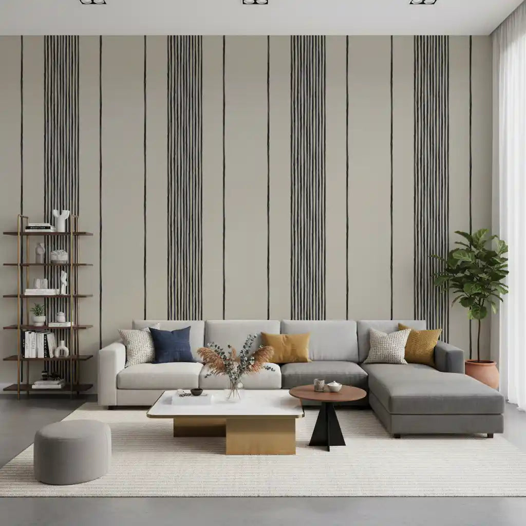 Artisanal Striped Linen Wallpaper⁠