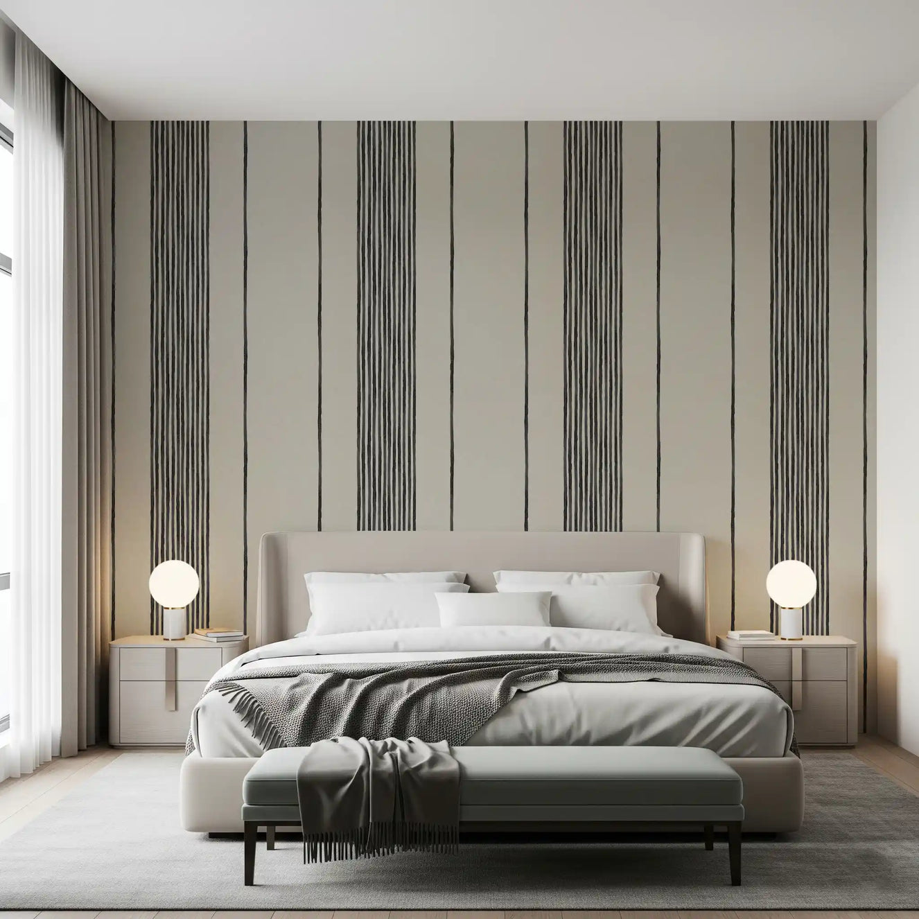 Artisanal Striped Linen Wallpaper⁠