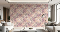 Repeating diamond wallpaper with soft colour gradients in mauve and slate grey., GD10404
