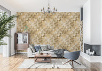 Painted diamond grid wallpaper with blended amber beige and caramel colour., GD10406