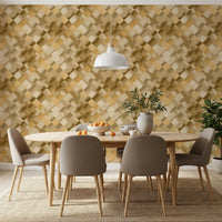 Warm toned checker wallpaper with layered watercolour brown and beige hue., GD10406