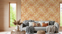 Sun-toned checker wallpaper with layered watercolour peach and apricot hues., GD10407