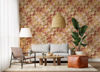 Diagonal watercolour checker wallpaper in terracotta olive and amber tones., GD10408