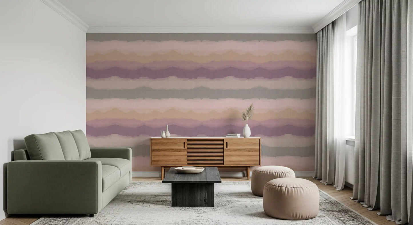Watercolour ombre wallpaper showing ochre and pink gradient stripes., GD10410