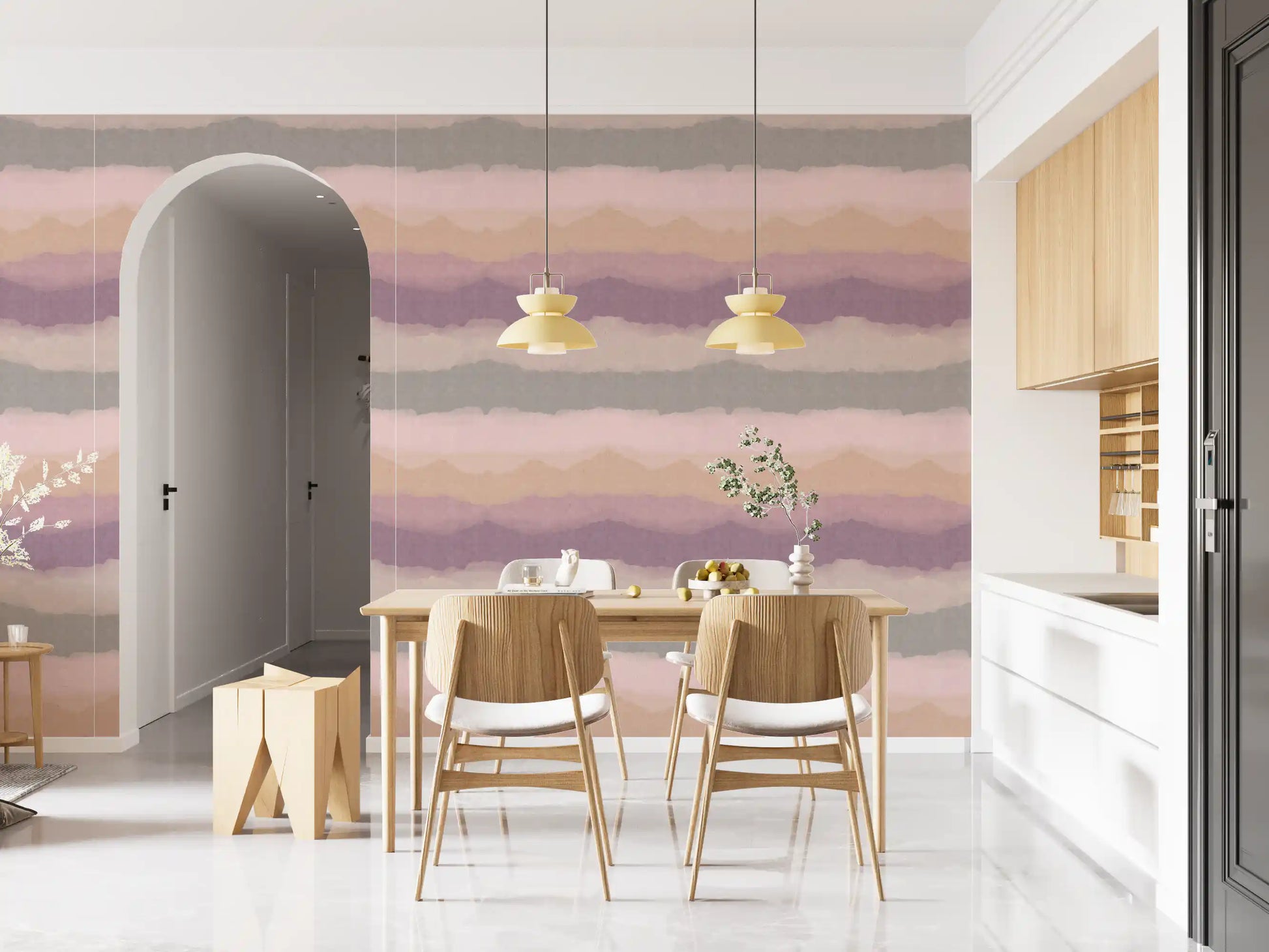 Warm ochre and cool grey layered wallpaper with fabric like texture., GD10410