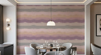 Relax sunrise painted horizon wallpaper with layered purple and grey bands., GD10410