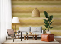 Olive green and cream ombre wallpaper with organic mountain silhouettes., GD10411