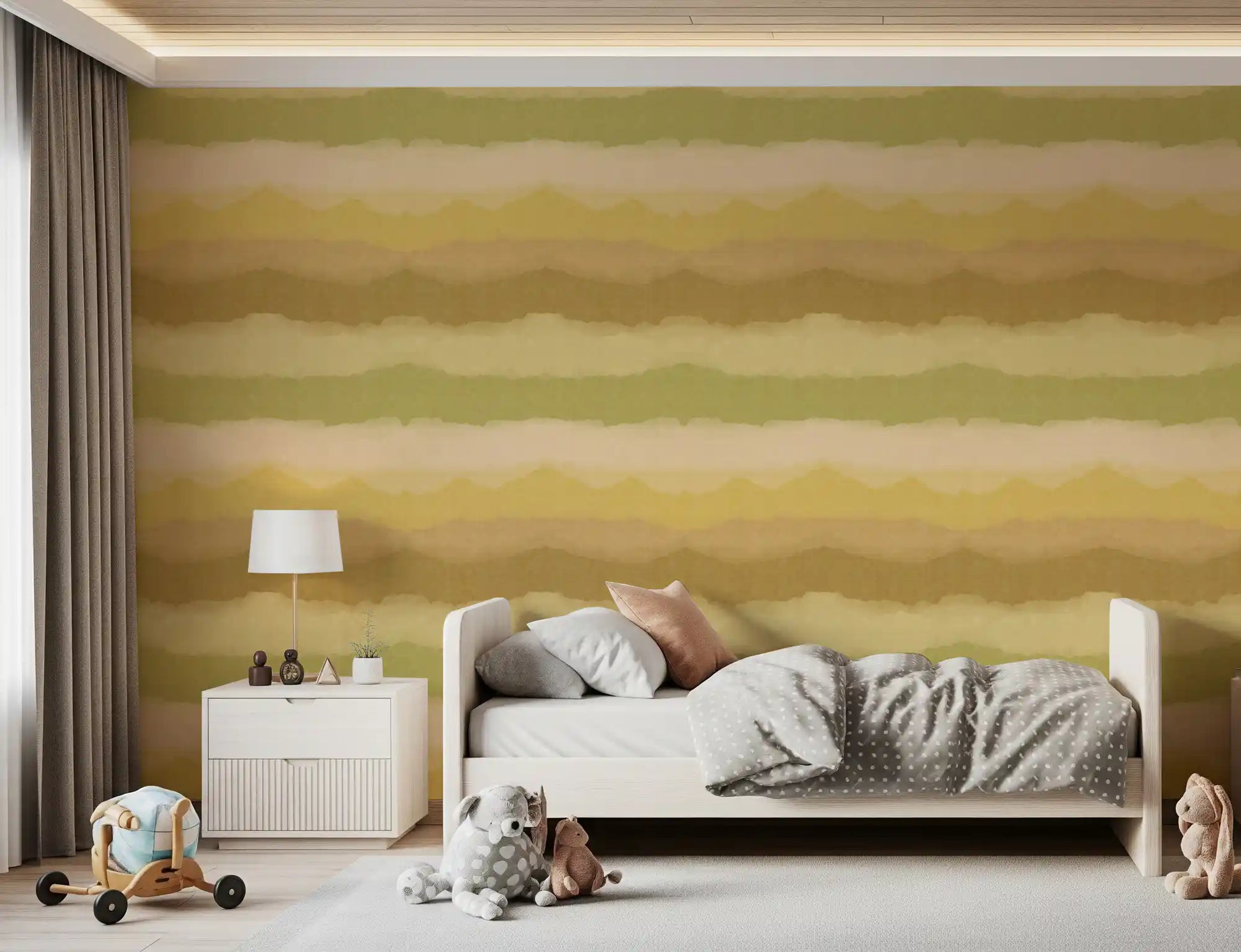 Abstract greenery wallpaper with repeating watercolour gradient pattern., GD10411
