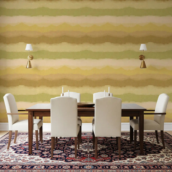 Relax greenery painted horizon wallpaper displayed in a dining room., GD10411
