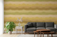 Watercolour ombre wallpaper featuring green and mustard gradient stripes., GD10411