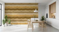 Ochre and brown horizon gradient wallpaper with soft edges in a dining room., GD10412