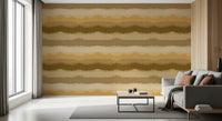 Painted horizon wallpaper in living room with amber and cream tones., GD10412