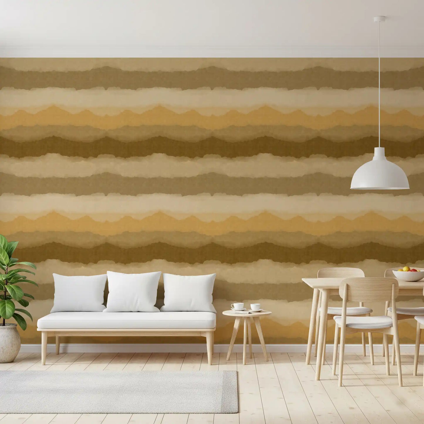 Relax ocher wallpaper showing linen textured brown ombre bands., GD10412