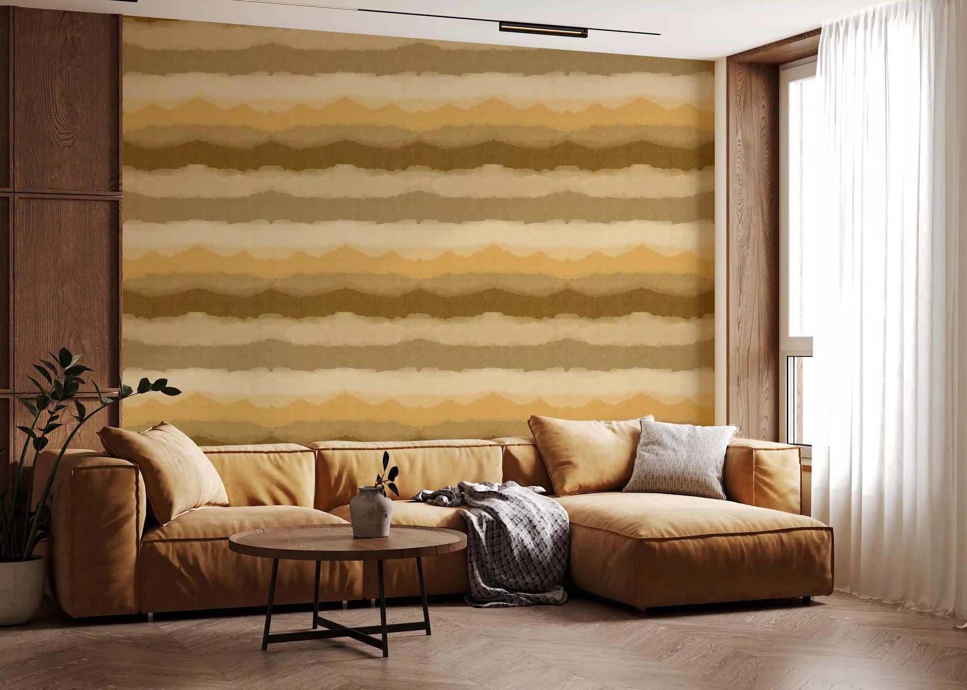 Abstract ocher wallpaper with repeating watercolour gradient pattern., GD10412