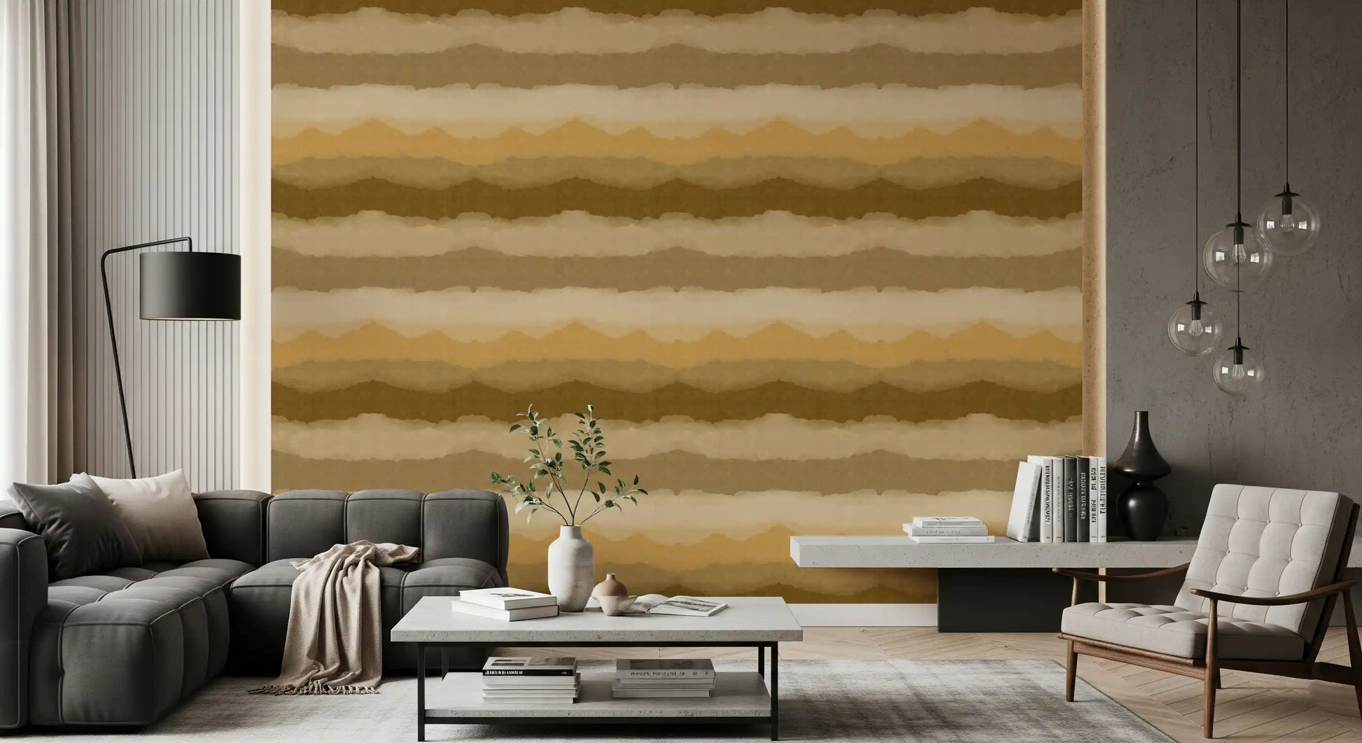 Deep bronze and burnt sienna layered wallpaper with fabric-like texture., GD10412