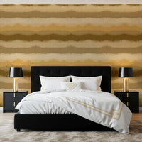 Abstract painted horizon wallpaper with deep bronze and ivory tones in bedroom., GD10412