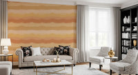 Relax sunny wallpaper showing linen textured coral ombre bands., GD10413