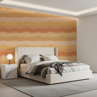 Terracotta and sandy gold layered wallpaper with fabric-like texture in bedroom., GD10413