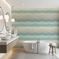 Abstract watery wallpaper with repeating watercolour gradient pattern in bathroom., GD10415