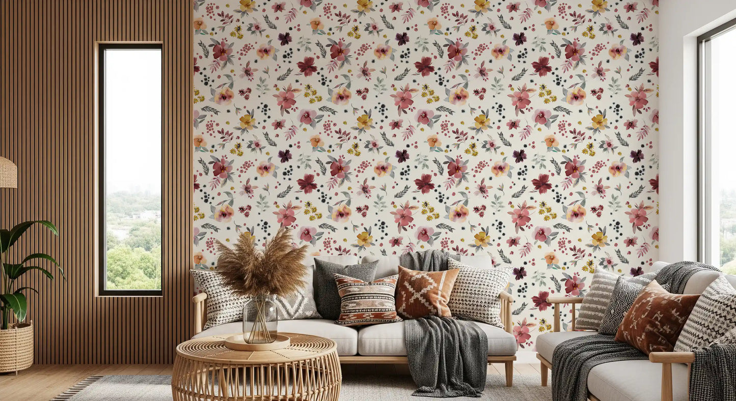 Soft Floral Countryside Wallpaper⁠