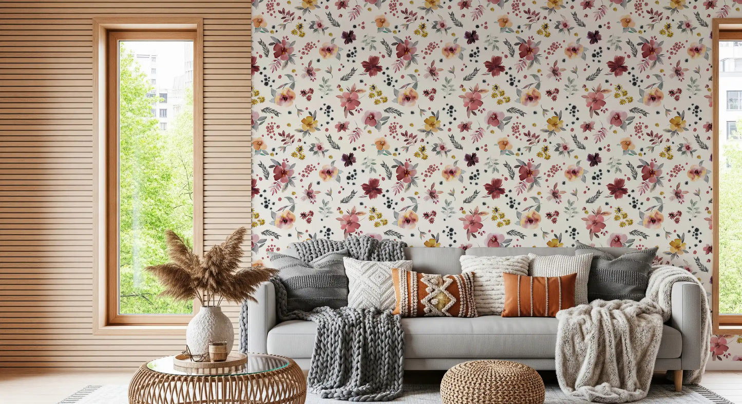 Soft Floral Countryside Wallpaper⁠