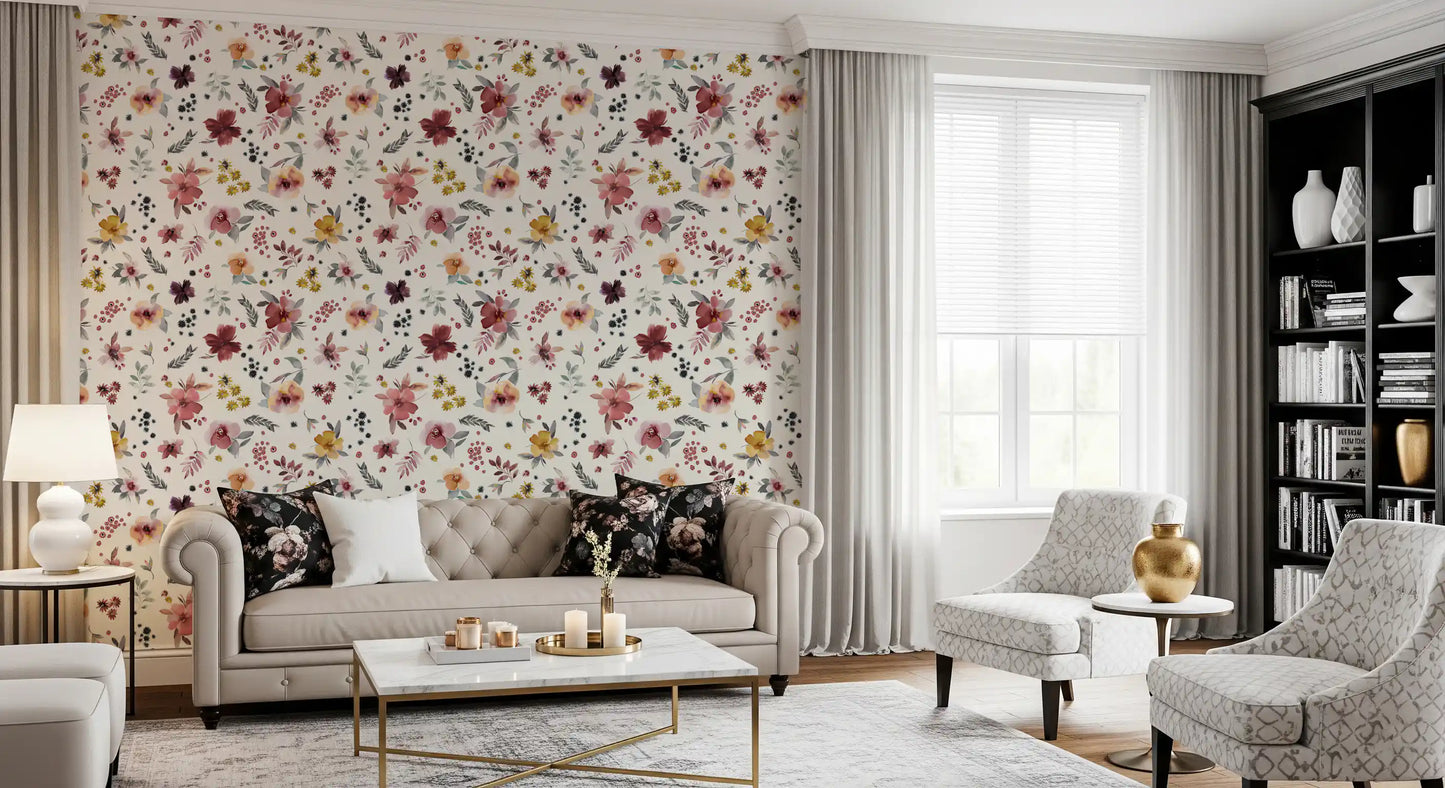 Soft Floral Countryside Wallpaper⁠