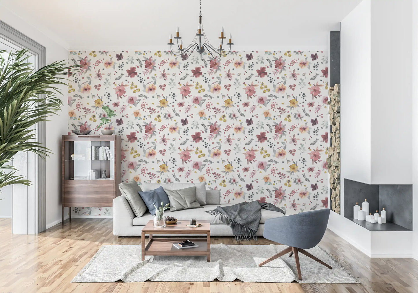 Soft Floral Countryside Wallpaper⁠