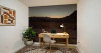 Dark charcoal mountain range in arid landscape wall mural., GD10425