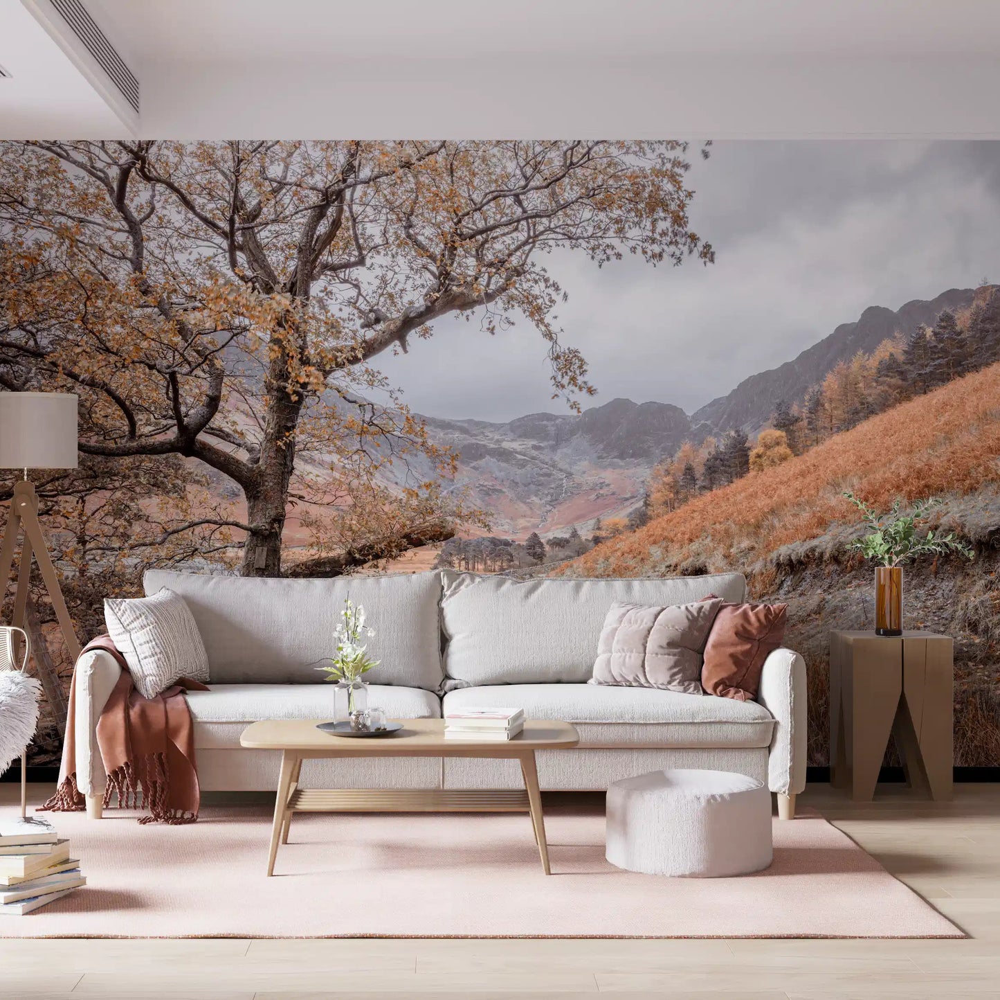 golden valley wall mural with Dry stone wall along gravel trail in living room., GD10430