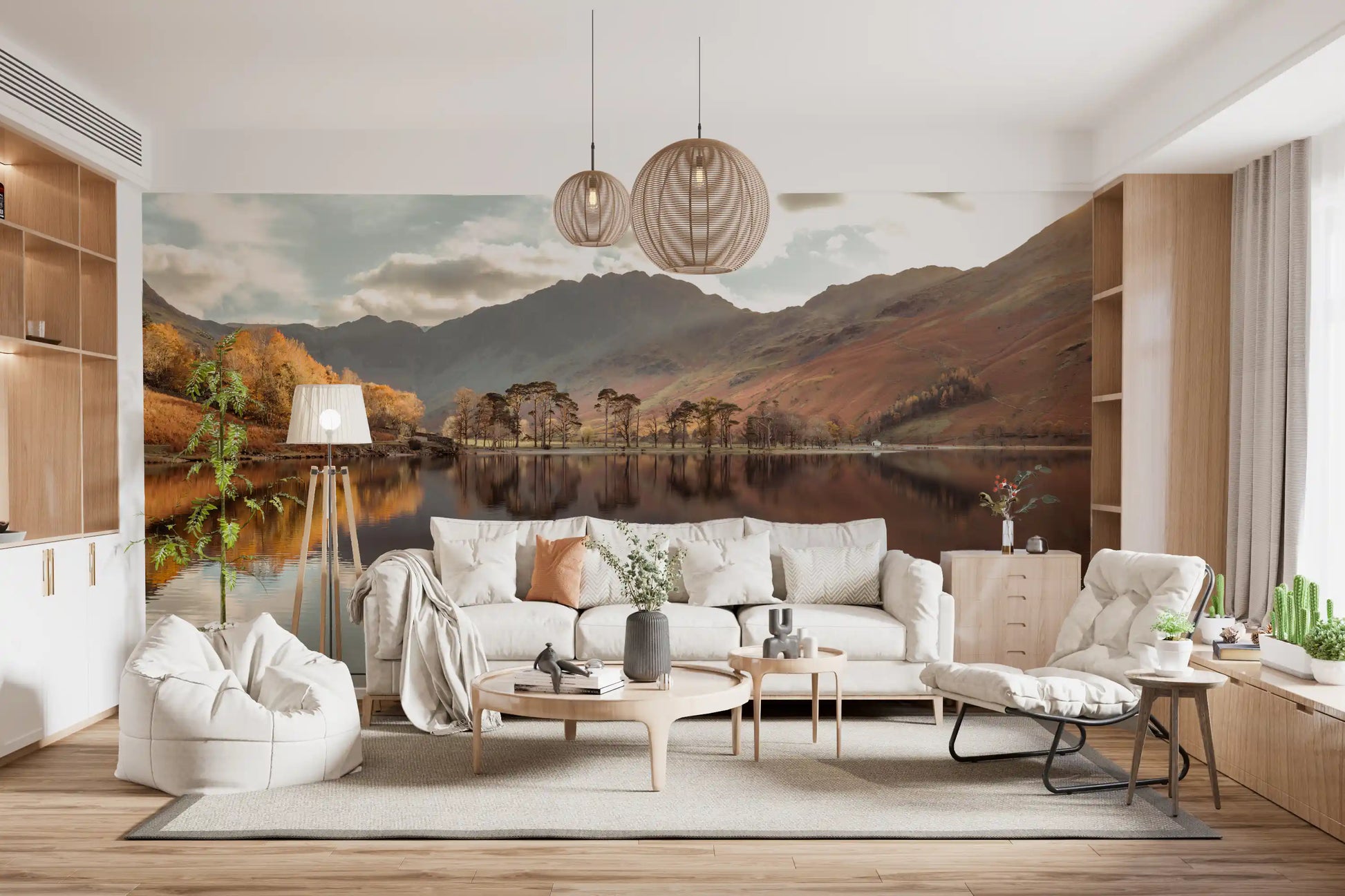 Brown and russet mountain slopes in the Autumn's Golden Reflection mural., GD10435