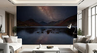  Milky Way lake wall mural with Scattered rocks in foreground water., GD10436