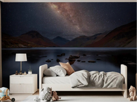 Milky Way Lake Reflection Mural displayed on a kids bedroom wall., GD10436