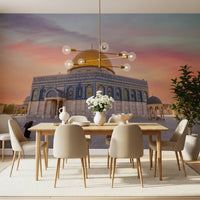 Jerusalem golden hour Dome of the Rock wall mural with sunset sky., GD10439