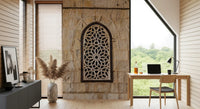 Moorish light pattern mural showing carved rosette and radiating lines., GD10440