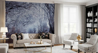 Wet pathway surface reflecting pale sky in this winter wall mural., GD10445