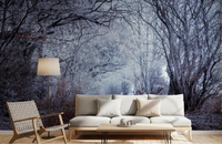 Winter's Enchanted Way wall mural in a living room with icy blue tone., GD10445