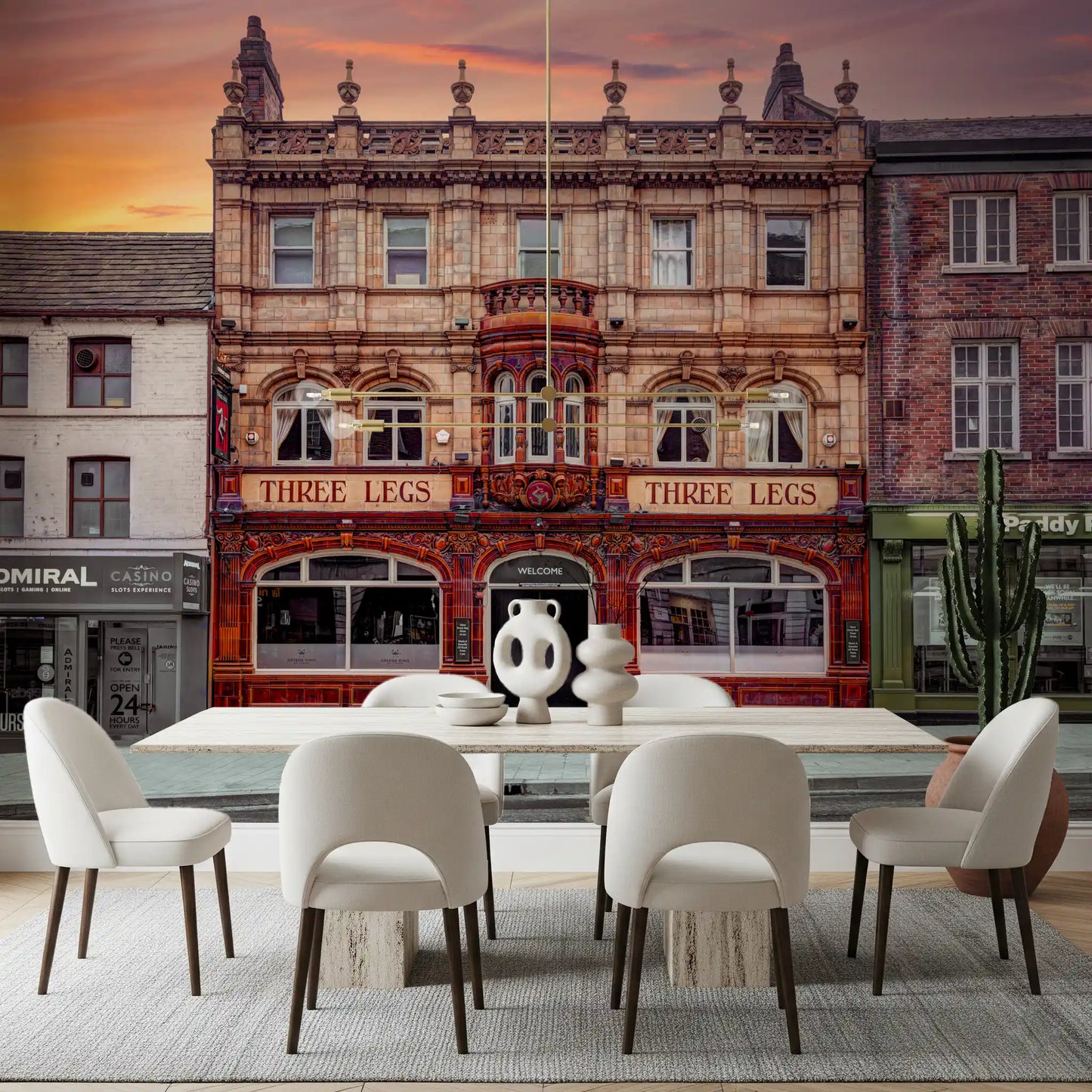 Carved sandstone upper storey in Three Legs A Timeless Landmark mural., GD10448