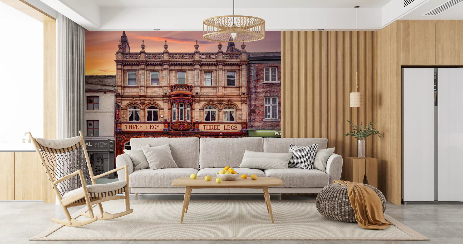 arm sunset sky behind the heritage building in Three Legs wall mural., GD10448