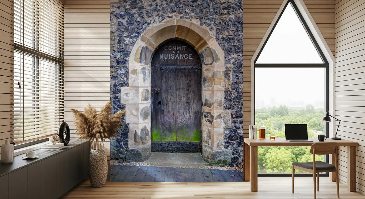 Arched Entry Commit No Nuisance Stone Door Wall Mural