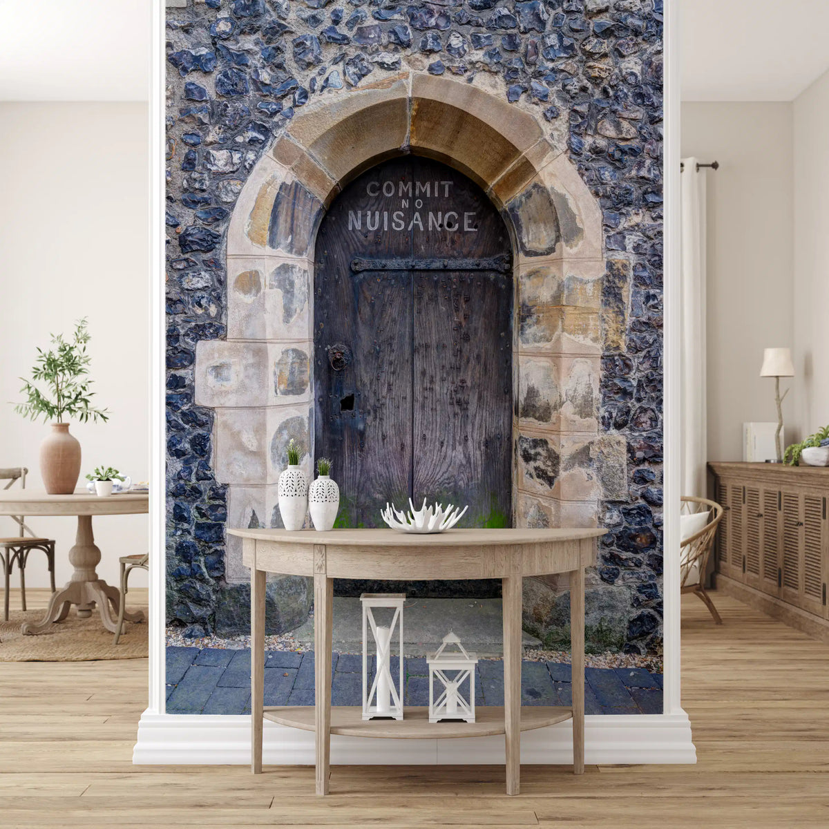 Arched Entry Commit No Nuisance Stone Door Wall Mural
