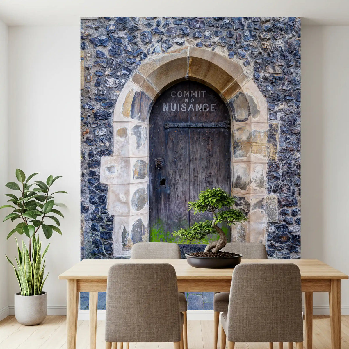 Arched Entry Commit No Nuisance Stone Door Wall Mural