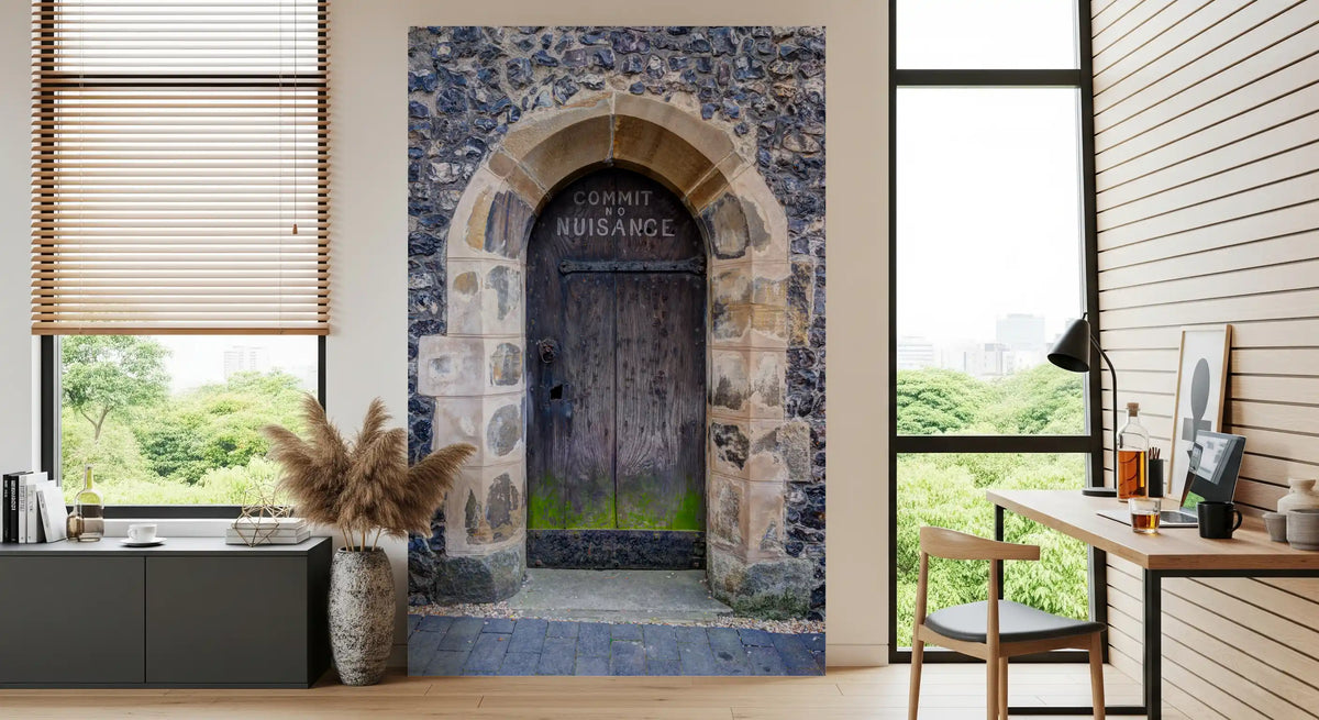 Arched Entry Commit No Nuisance Stone Door Wall Mural