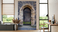 Commit No Nuisance door mural with rounded column bases and iron bolt., GD10450
