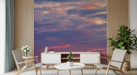Twilight cloudscape wall mural with layered purple and pink dusk clouds., GD10453