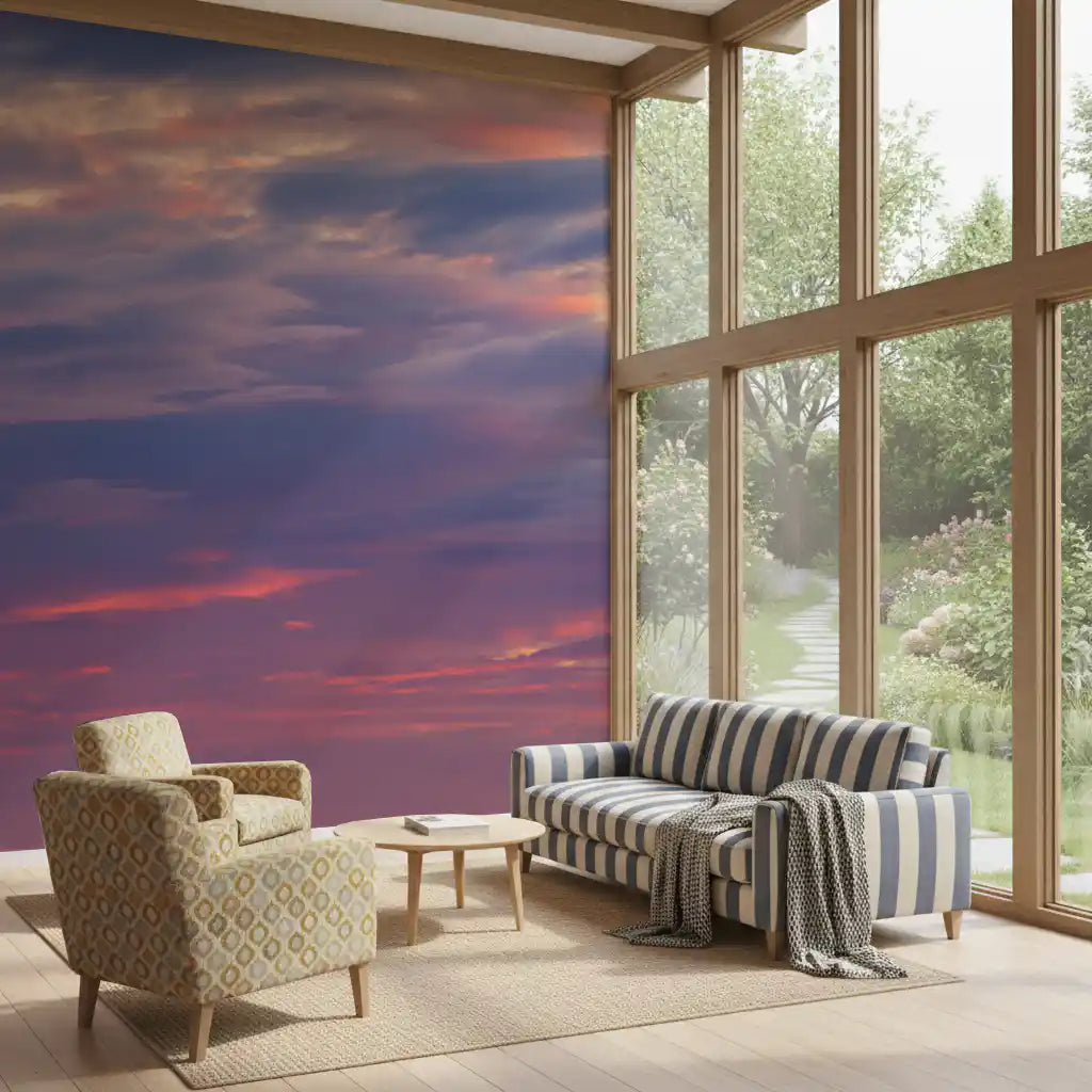 Twilight cloudscape mural showing gradual warm to cool tonal shift., GD10453